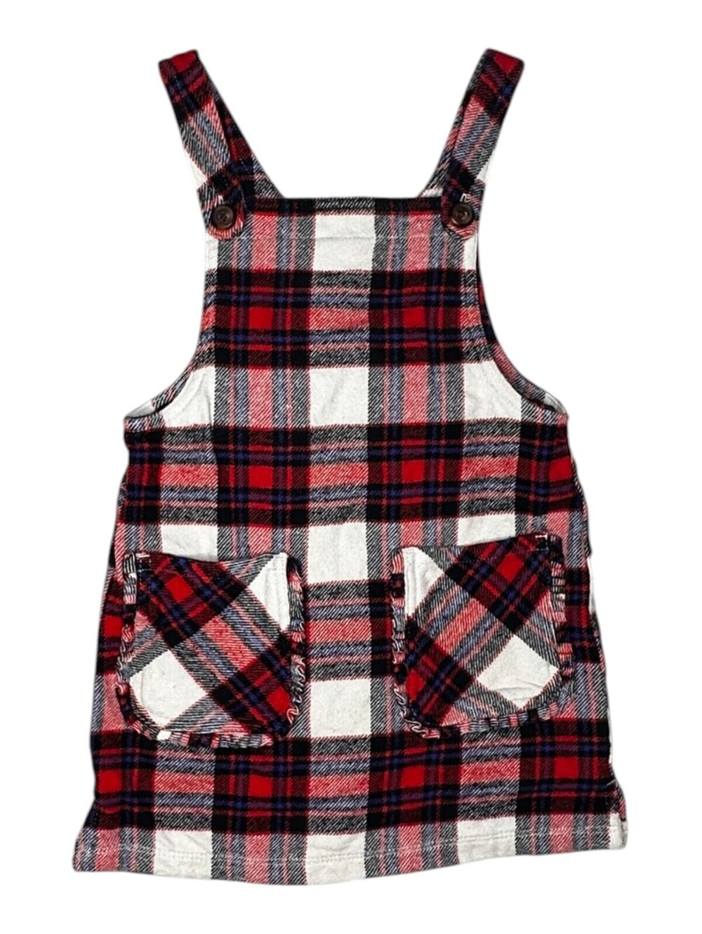 Joe Fresh Girls' Red and White Plaid Overall Dress Size 5 Toddler